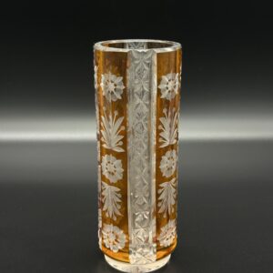 Wazon szklany bursztynowy z grawerem