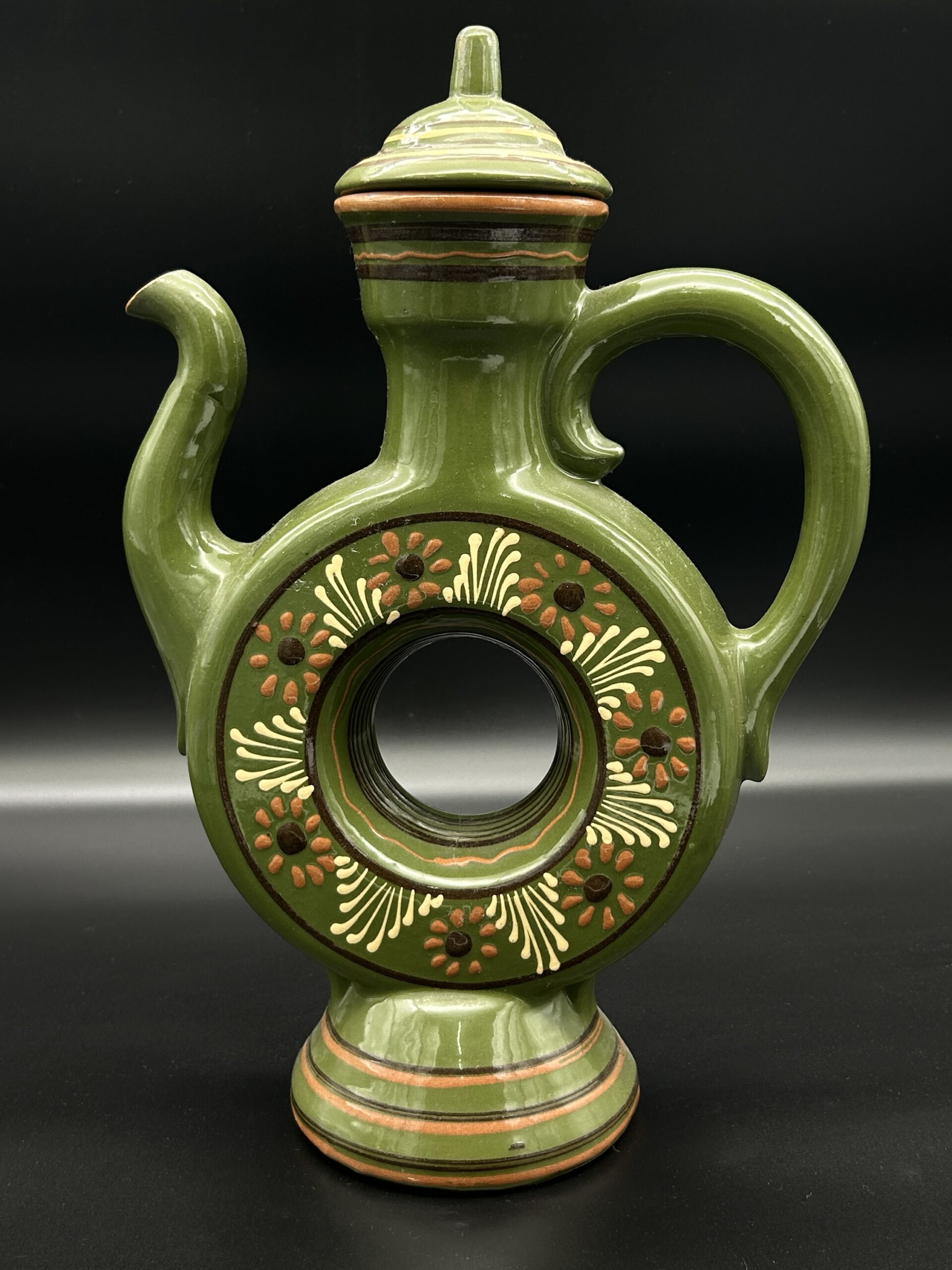 Dzban ceramiczny zielony folkowy