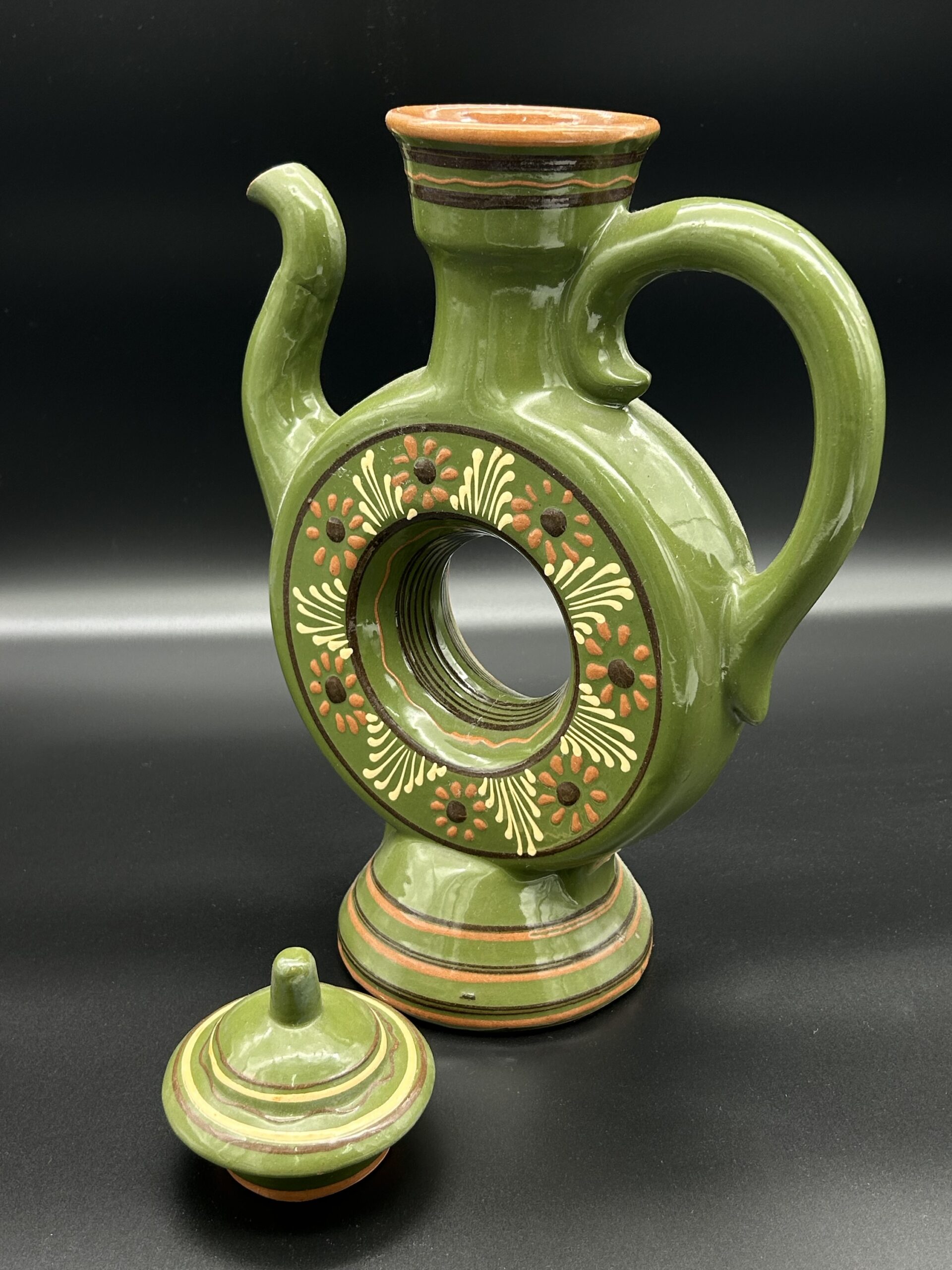 Dzban ceramiczny zielony folkowy - obrazek 2