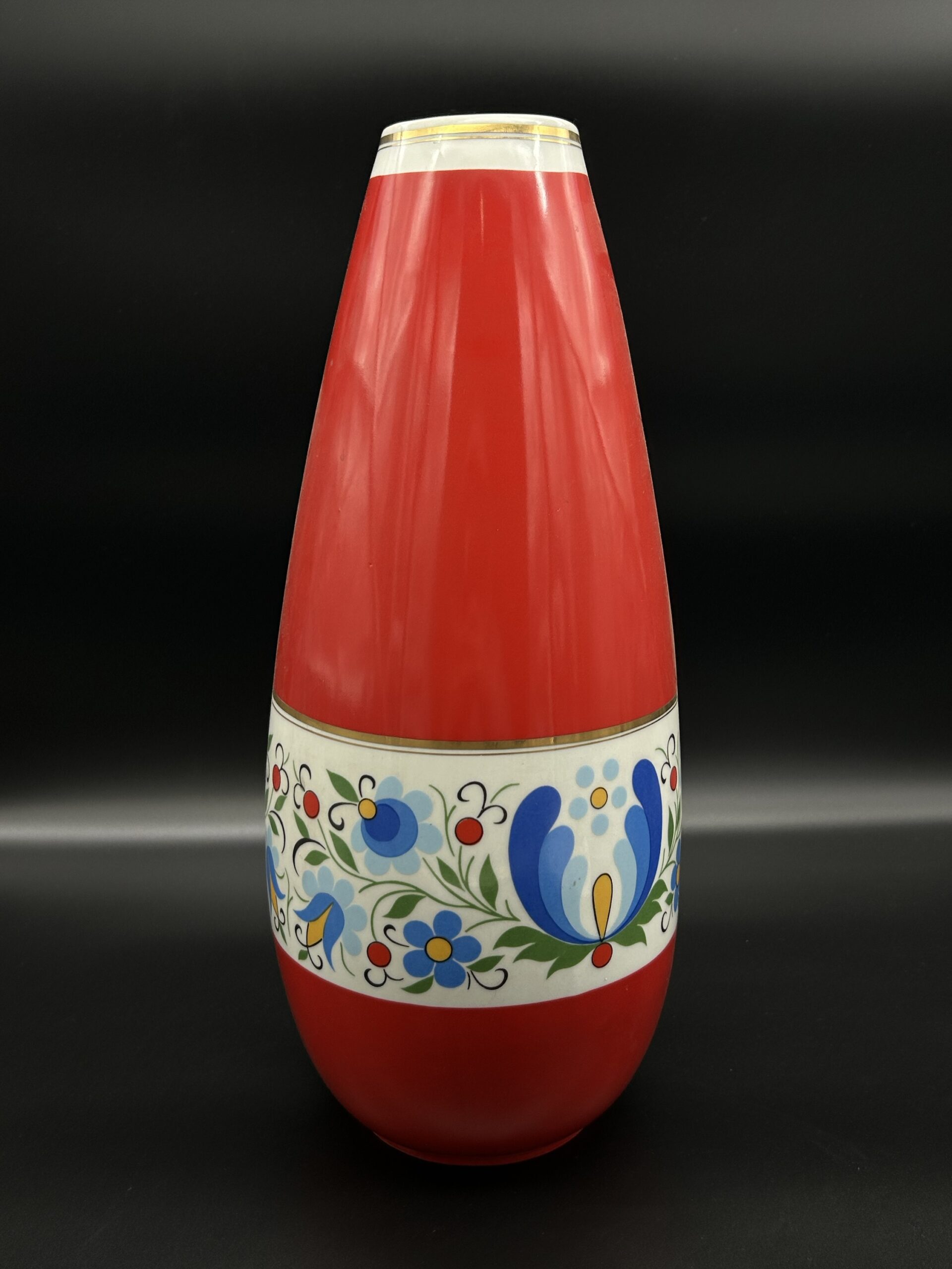 Wazon ceramiczny czerwony ludowy - „Lubiana”