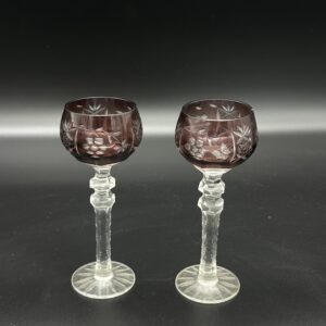 Zestaw 2 kieliszków rubinowych grawerowanych