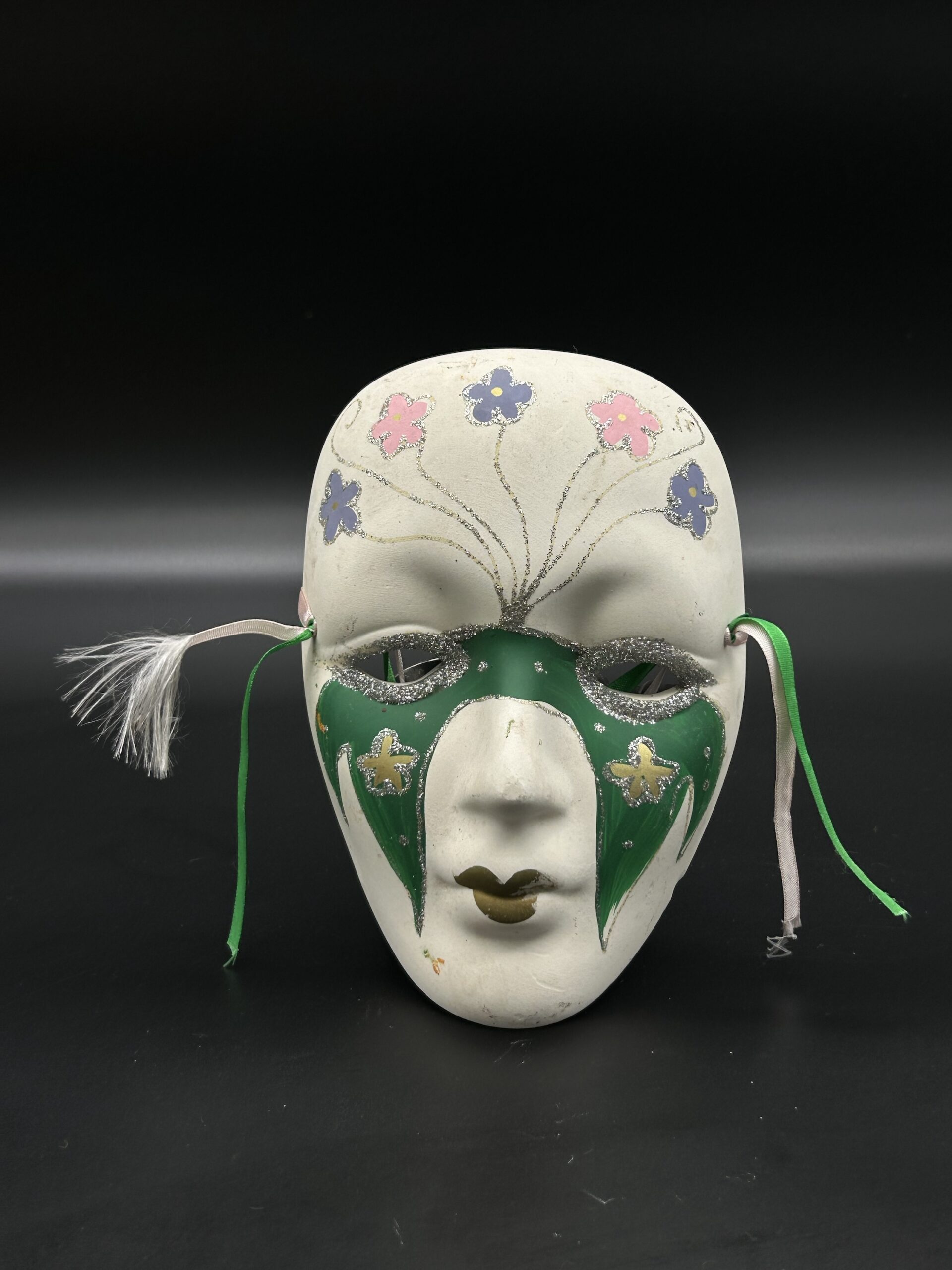 Maska dekoracyjna wenecka zielono-biała