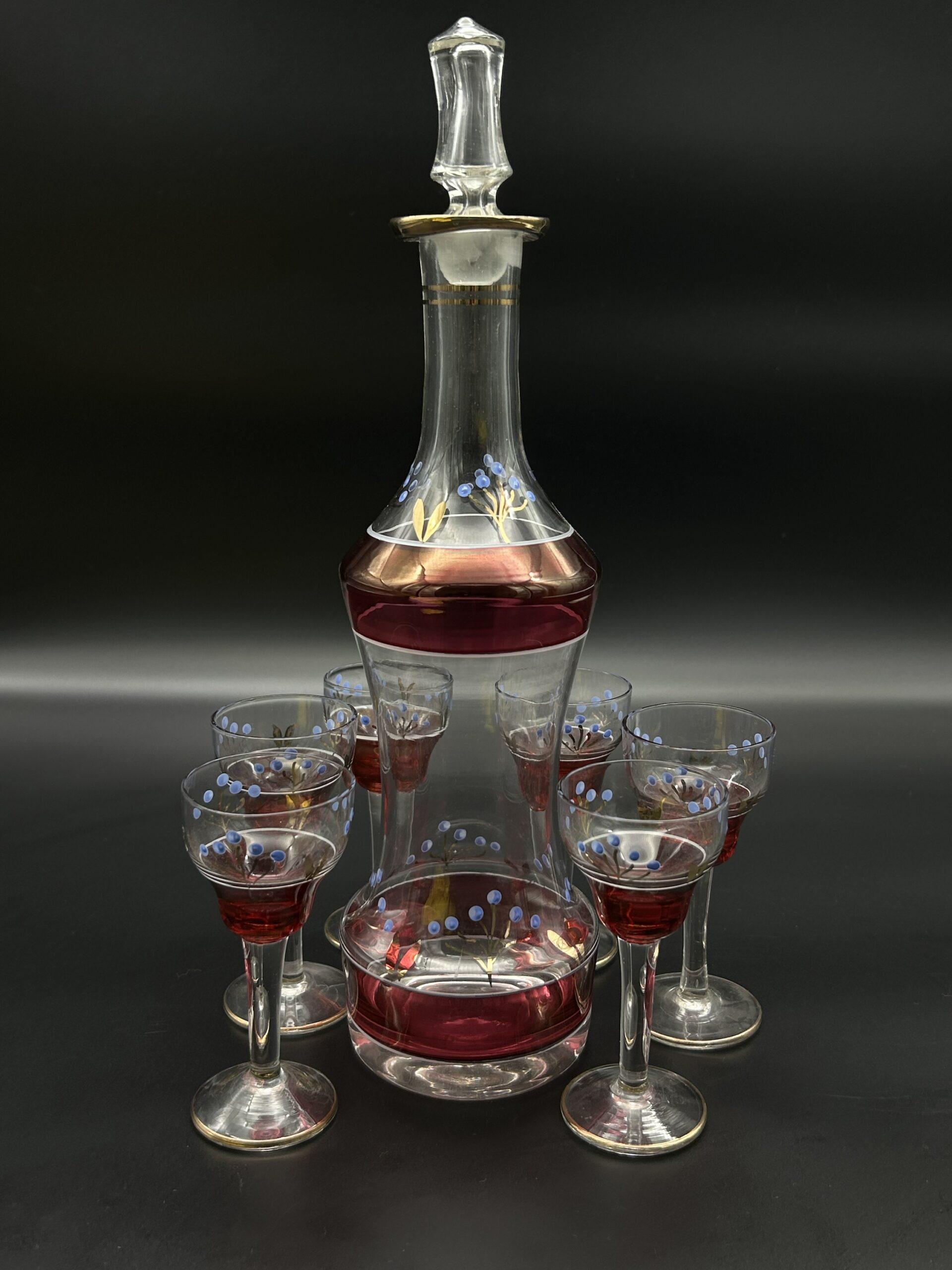 Zestaw karafka i kieliszki z ręcznym malunkiem