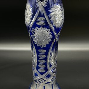 Wazon kryształowy kobaltowy z grawerem