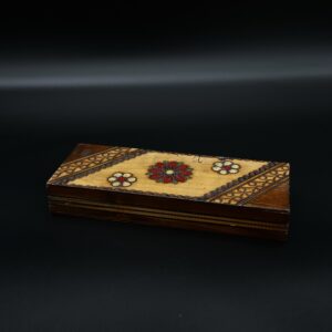 Drewniane pudełko na długopisy vintage