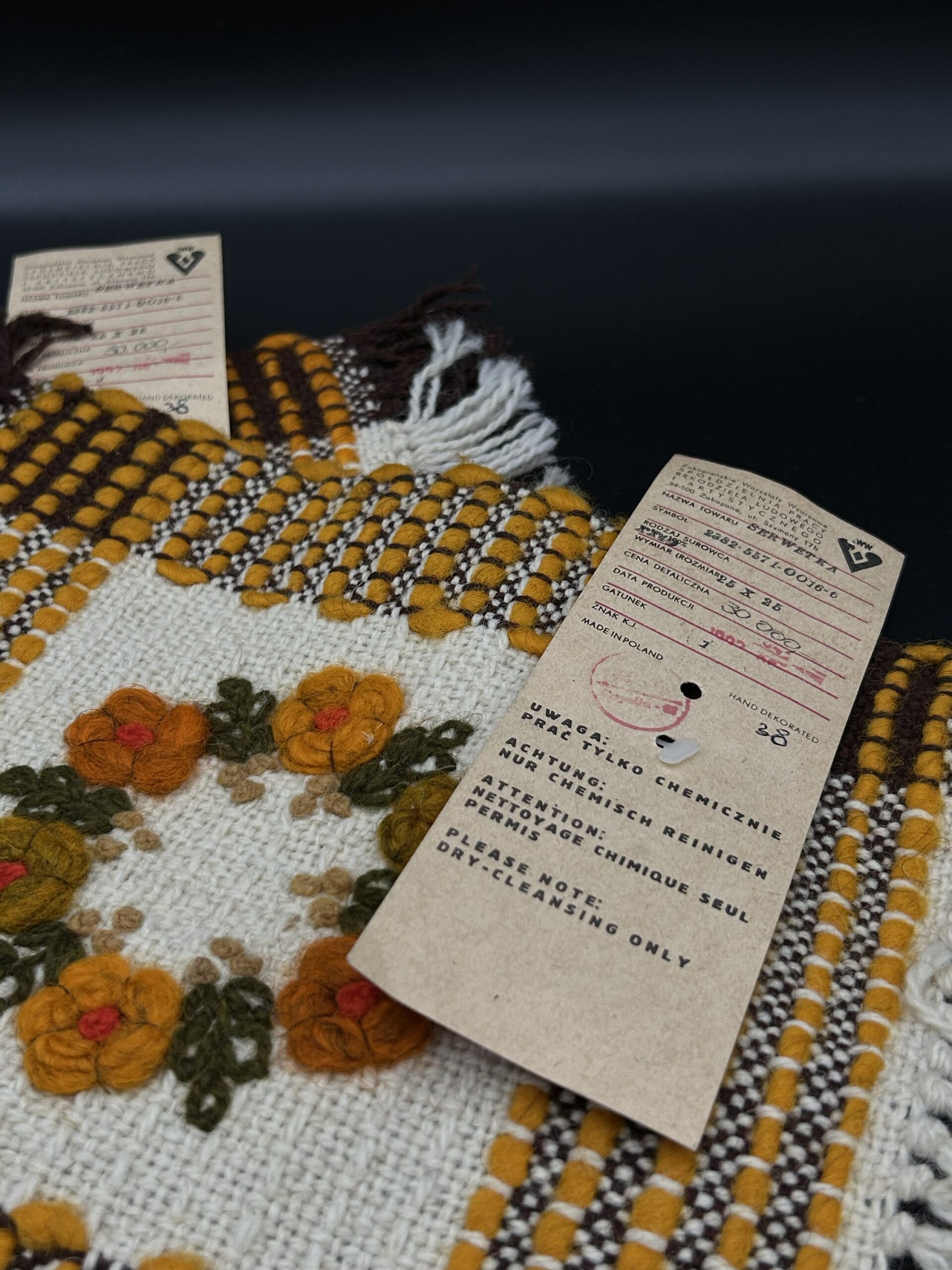 Zestaw ręcznie tkanych serwet PRL – komplet 2 sztuki - obrazek 2